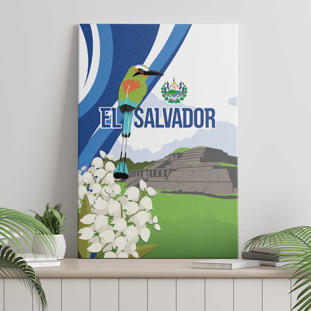 El Salvador Tazumal Canvas Wall Art Flor de Izote with Torogoz Bird - Wonder Print Shop