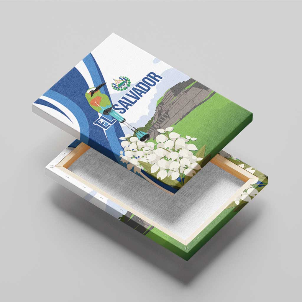 El Salvador Tazumal Canvas Wall Art Flor de Izote with Torogoz Bird - Wonder Print Shop
