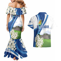 El Salvador Tazumal Couples Matching Mermaid Dress and Hawaiian Shirt Flor de Izote with Torogoz Bird - Wonder Print Shop