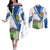 El Salvador Tazumal Couples Matching Off The Shoulder Long Sleeve Dress and Long Sleeve Button Shirt Flor de Izote with Torogoz Bird - Wonder Print Shop