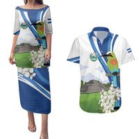 El Salvador Tazumal Couples Matching Puletasi and Hawaiian Shirt Flor de Izote with Torogoz Bird - Wonder Print Shop