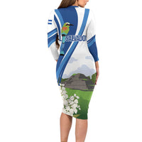 El Salvador Tazumal Family Matching Long Sleeve Bodycon Dress and Hawaiian Shirt Flor de Izote with Torogoz Bird - Wonder Print Shop