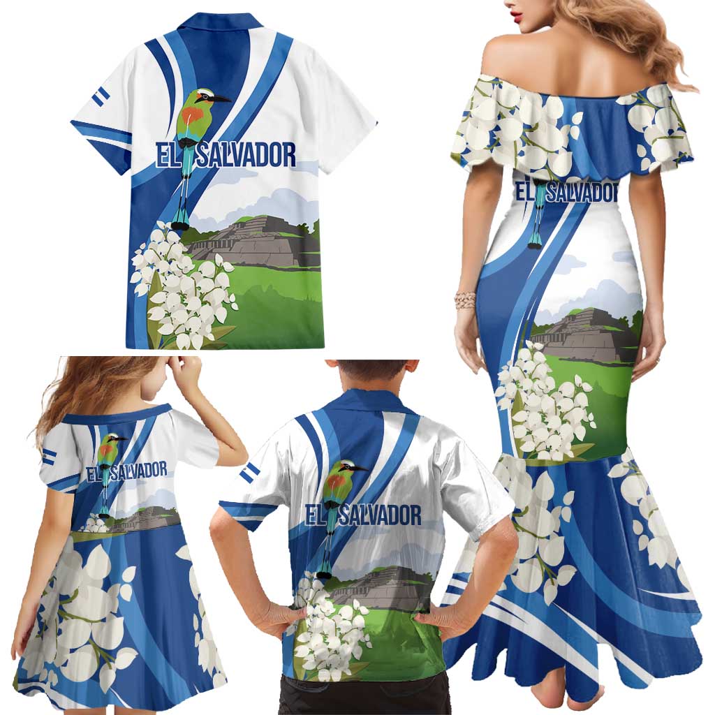 El Salvador Tazumal Family Matching Mermaid Dress and Hawaiian Shirt Flor de Izote with Torogoz Bird - Wonder Print Shop
