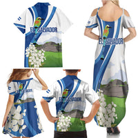 El Salvador Tazumal Family Matching Summer Maxi Dress and Hawaiian Shirt Flor de Izote with Torogoz Bird - Wonder Print Shop