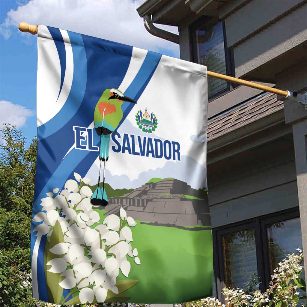 El Salvador Tazumal Garden Flag Flor de Izote with Torogoz Bird - Wonder Print Shop