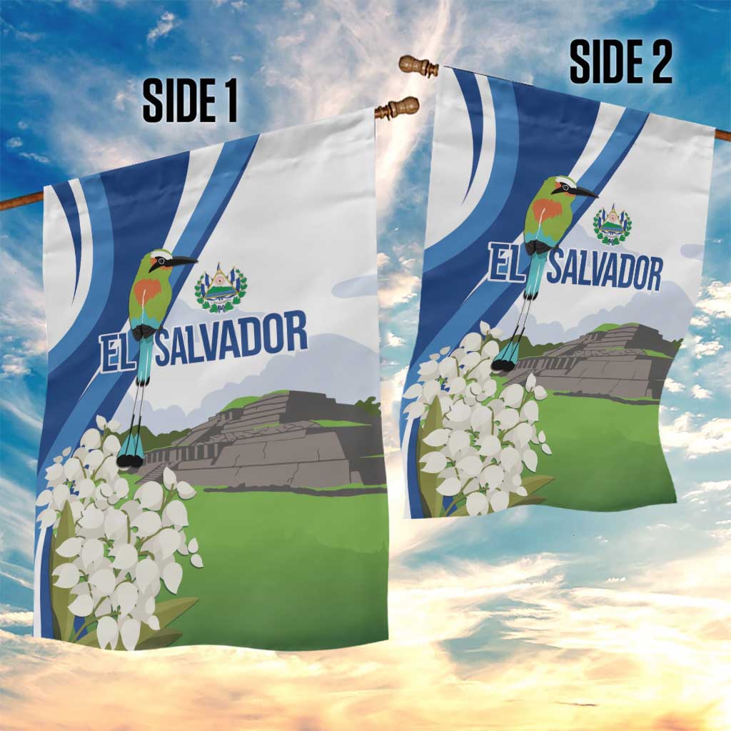 El Salvador Tazumal Garden Flag Flor de Izote with Torogoz Bird - Wonder Print Shop