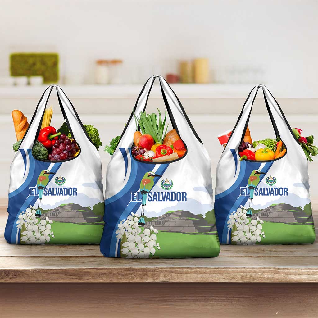 El Salvador Tazumal Grocery Bag Flor de Izote with Torogoz Bird - Wonder Print Shop