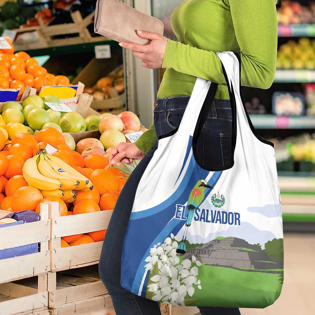 El Salvador Tazumal Grocery Bag Flor de Izote with Torogoz Bird - Wonder Print Shop
