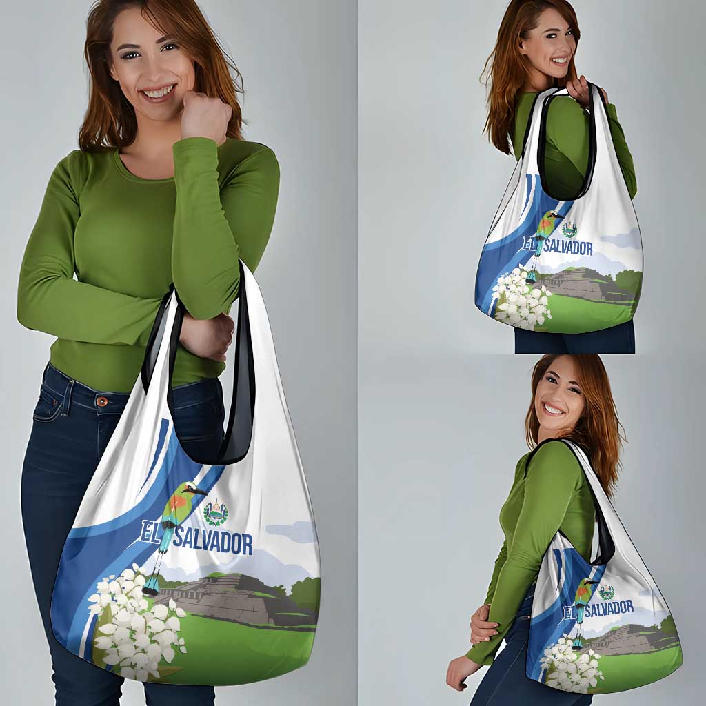 El Salvador Tazumal Grocery Bag Flor de Izote with Torogoz Bird - Wonder Print Shop