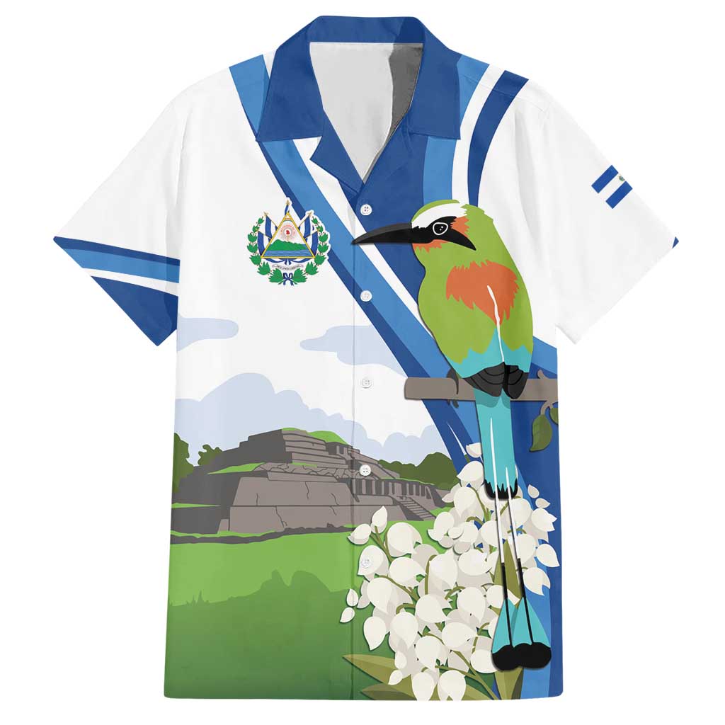 El Salvador Tazumal Hawaiian Shirt Flor de Izote with Torogoz Bird - Wonder Print Shop