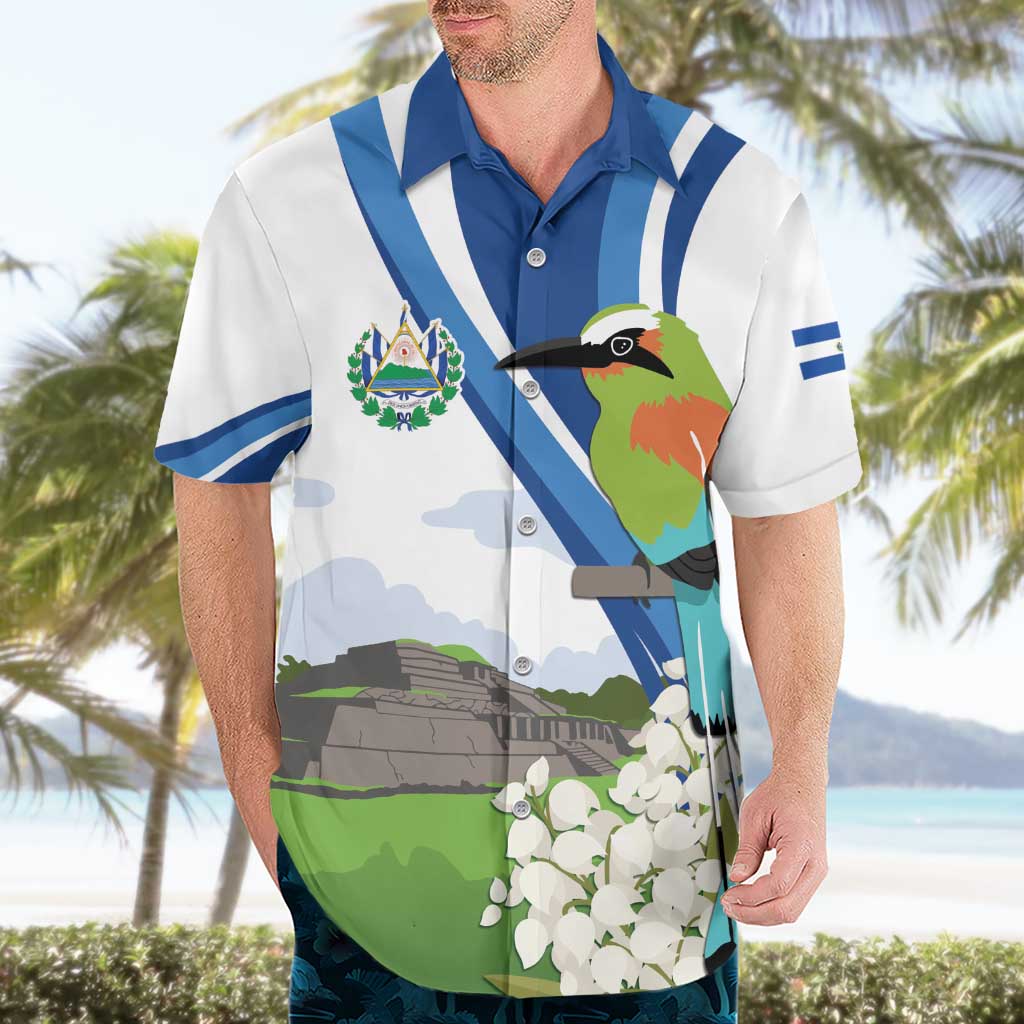 El Salvador Tazumal Hawaiian Shirt Flor de Izote with Torogoz Bird - Wonder Print Shop