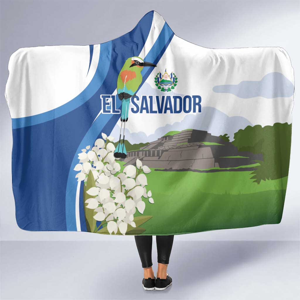 El Salvador Tazumal Hooded Blanket Flor de Izote with Torogoz Bird - Wonder Print Shop
