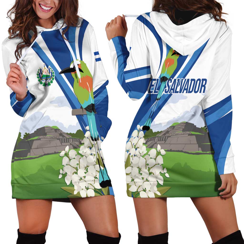 El Salvador Tazumal Hoodie Dress Flor de Izote with Torogoz Bird - Wonder Print Shop