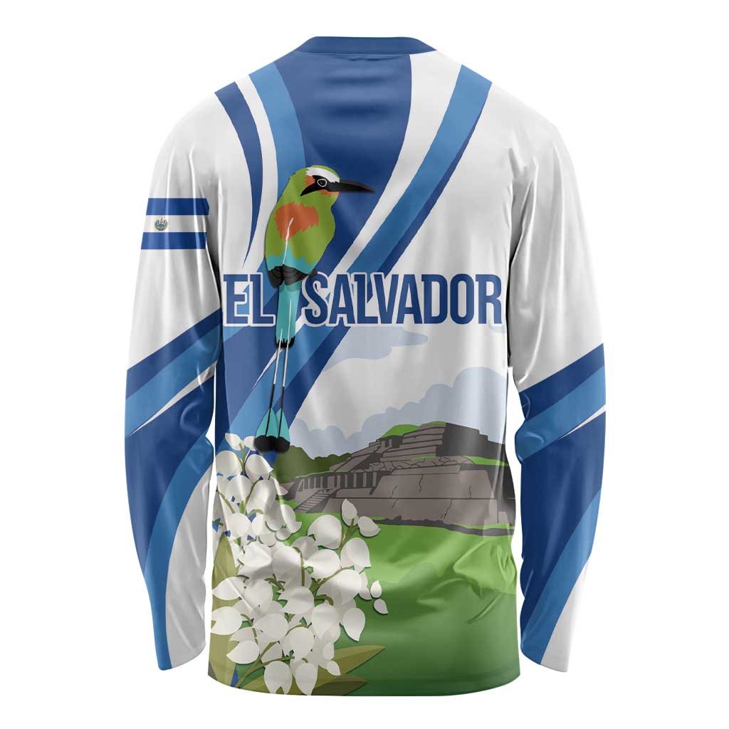 El Salvador Tazumal Long Sleeve Shirt Flor de Izote with Torogoz Bird - Wonder Print Shop