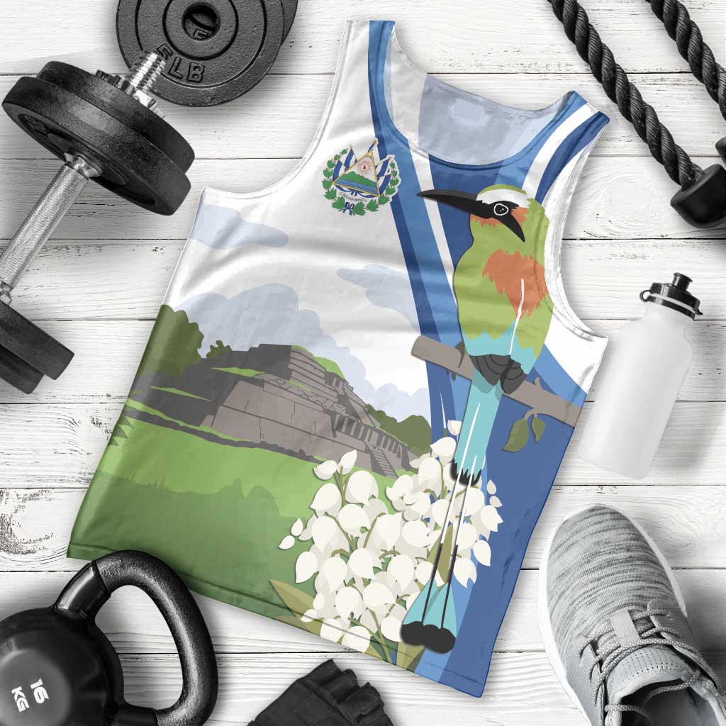 El Salvador Tazumal Men Tank Top Flor de Izote with Torogoz Bird - Wonder Print Shop