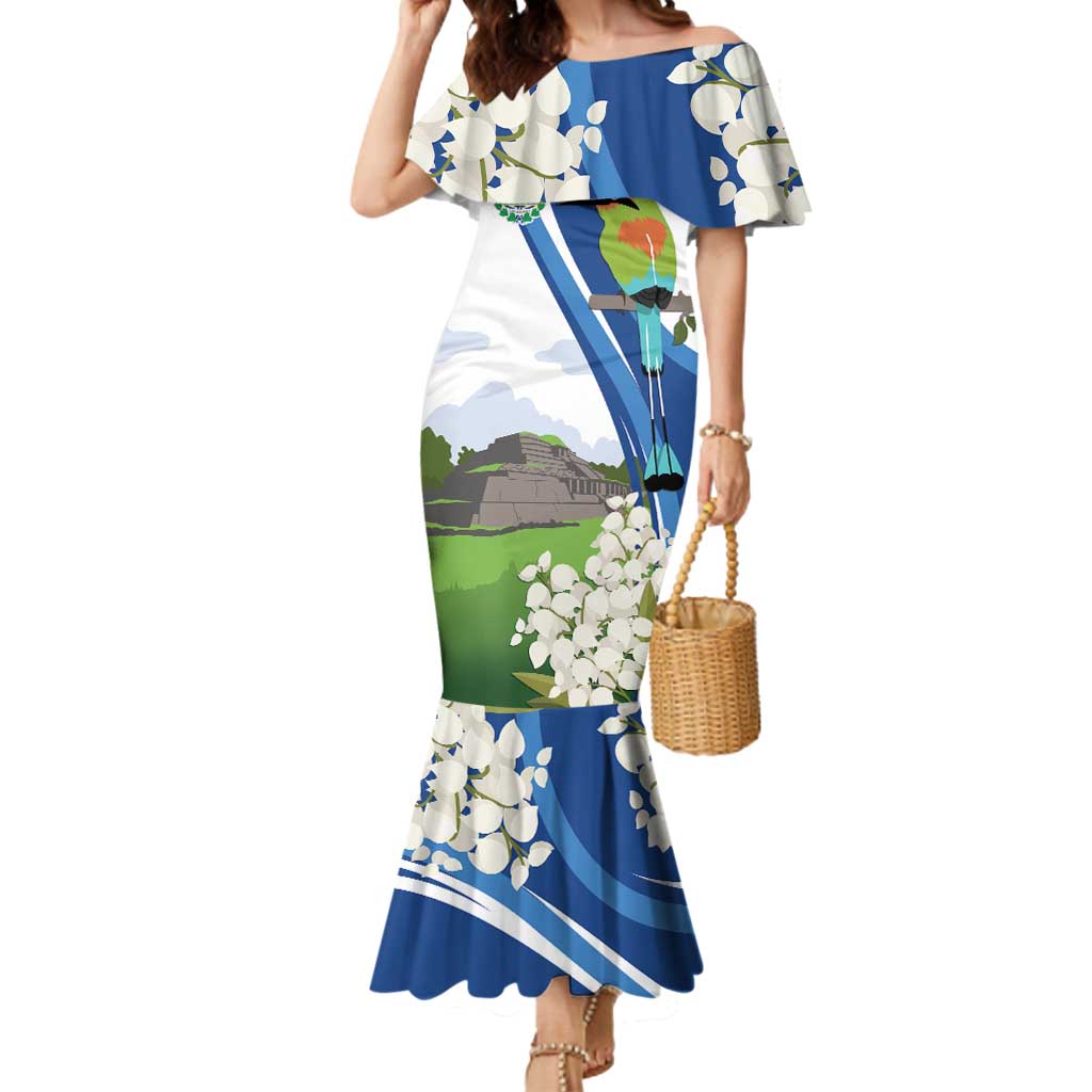 El Salvador Tazumal Mermaid Dress Flor de Izote with Torogoz Bird - Wonder Print Shop