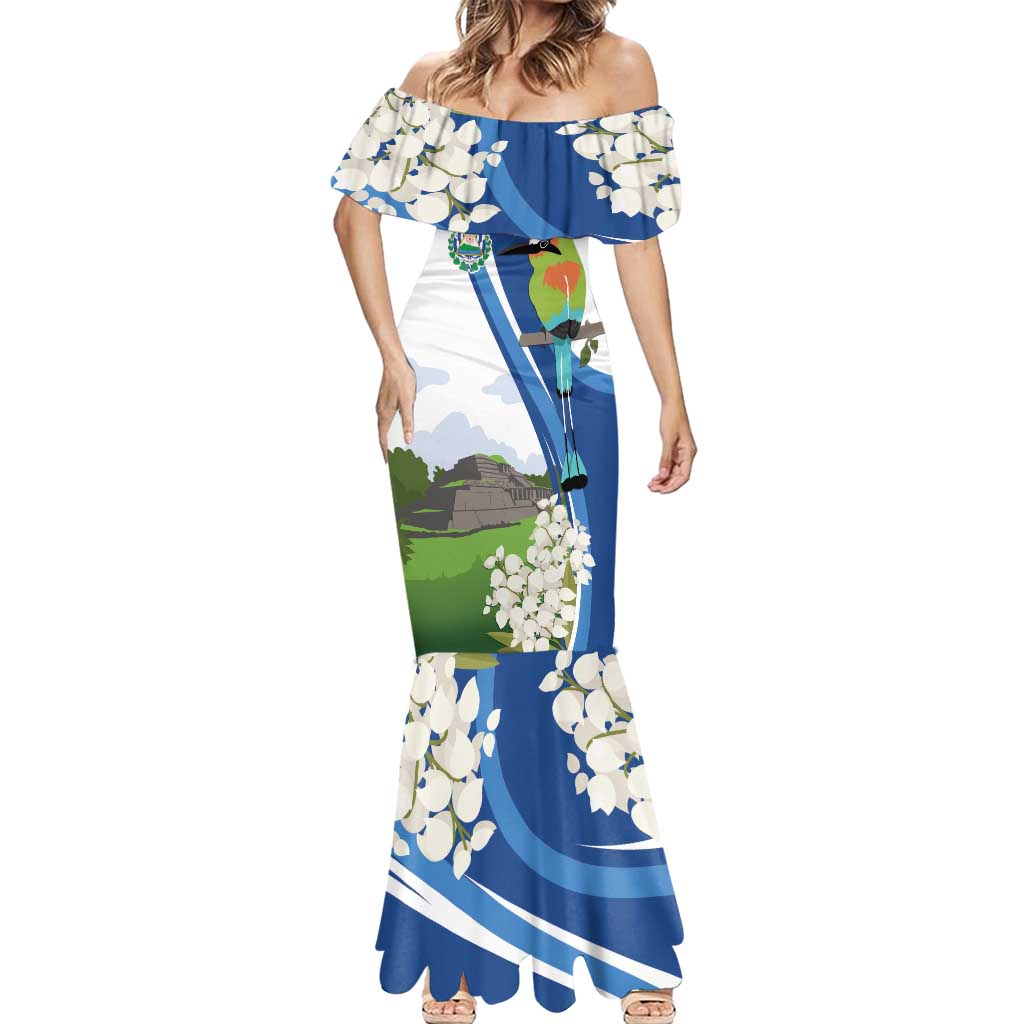 El Salvador Tazumal Mermaid Dress Flor de Izote with Torogoz Bird - Wonder Print Shop