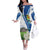 El Salvador Tazumal Off The Shoulder Long Sleeve Dress Flor de Izote with Torogoz Bird - Wonder Print Shop