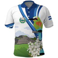 El Salvador Tazumal Polo Shirt Flor de Izote with Torogoz Bird - Wonder Print Shop