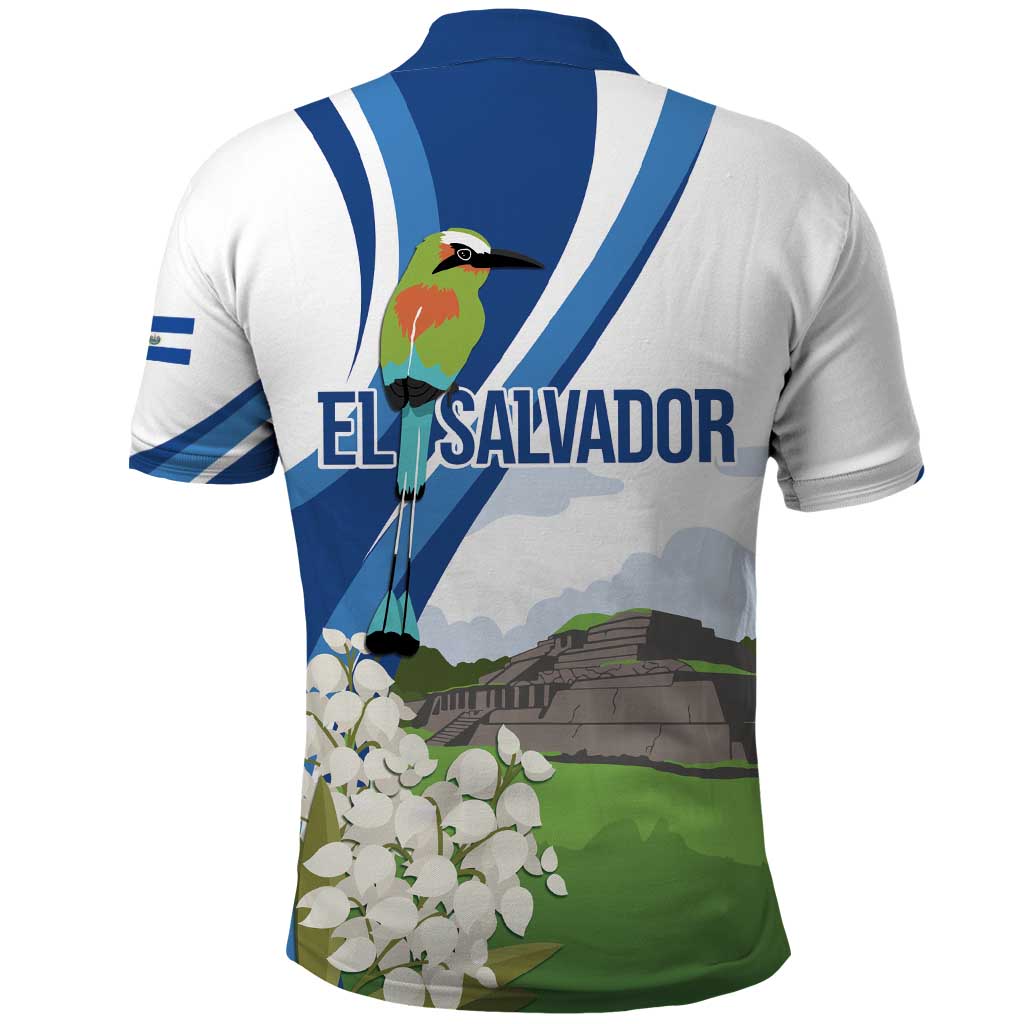 El Salvador Tazumal Polo Shirt Flor de Izote with Torogoz Bird - Wonder Print Shop