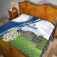 El Salvador Tazumal Quilt Flor de Izote with Torogoz Bird - Wonder Print Shop