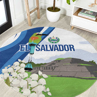 El Salvador Tazumal Round Carpet Flor de Izote with Torogoz Bird - Wonder Print Shop