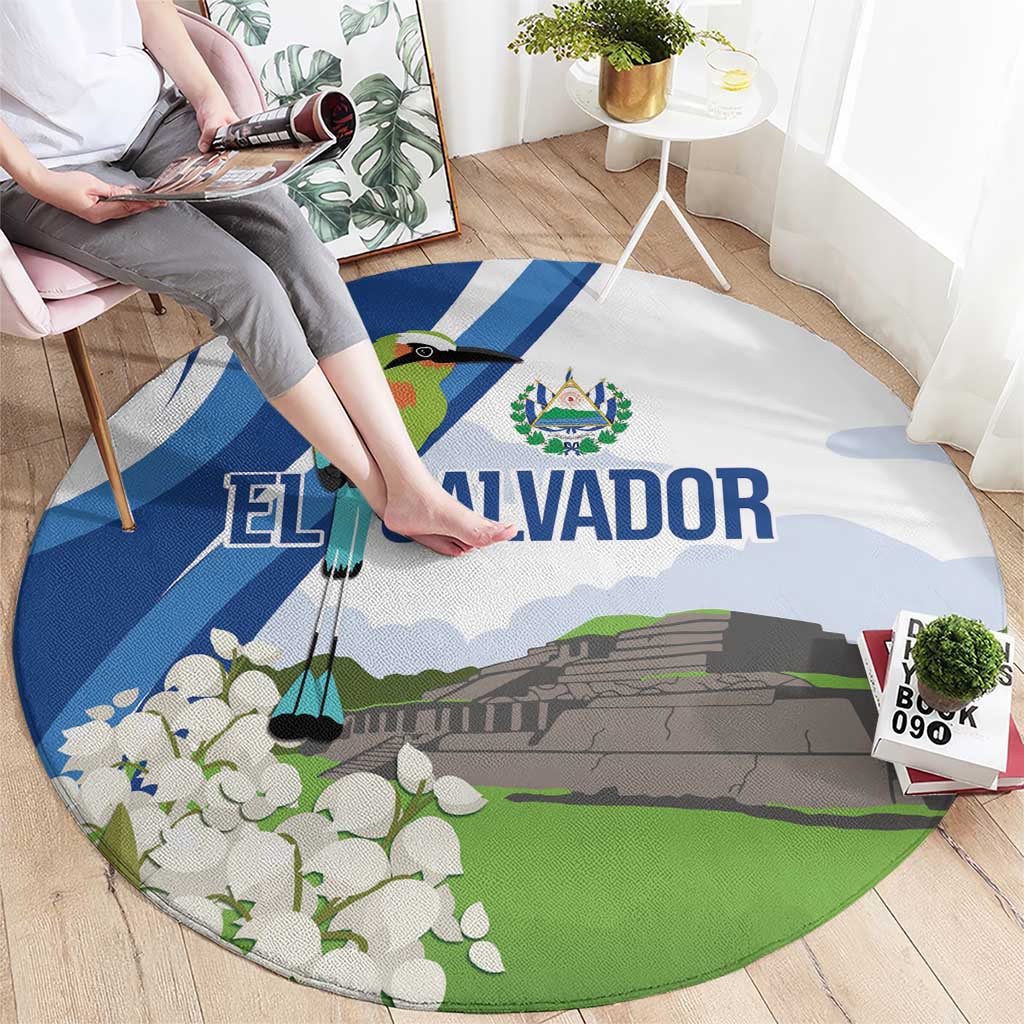 El Salvador Tazumal Round Carpet Flor de Izote with Torogoz Bird - Wonder Print Shop