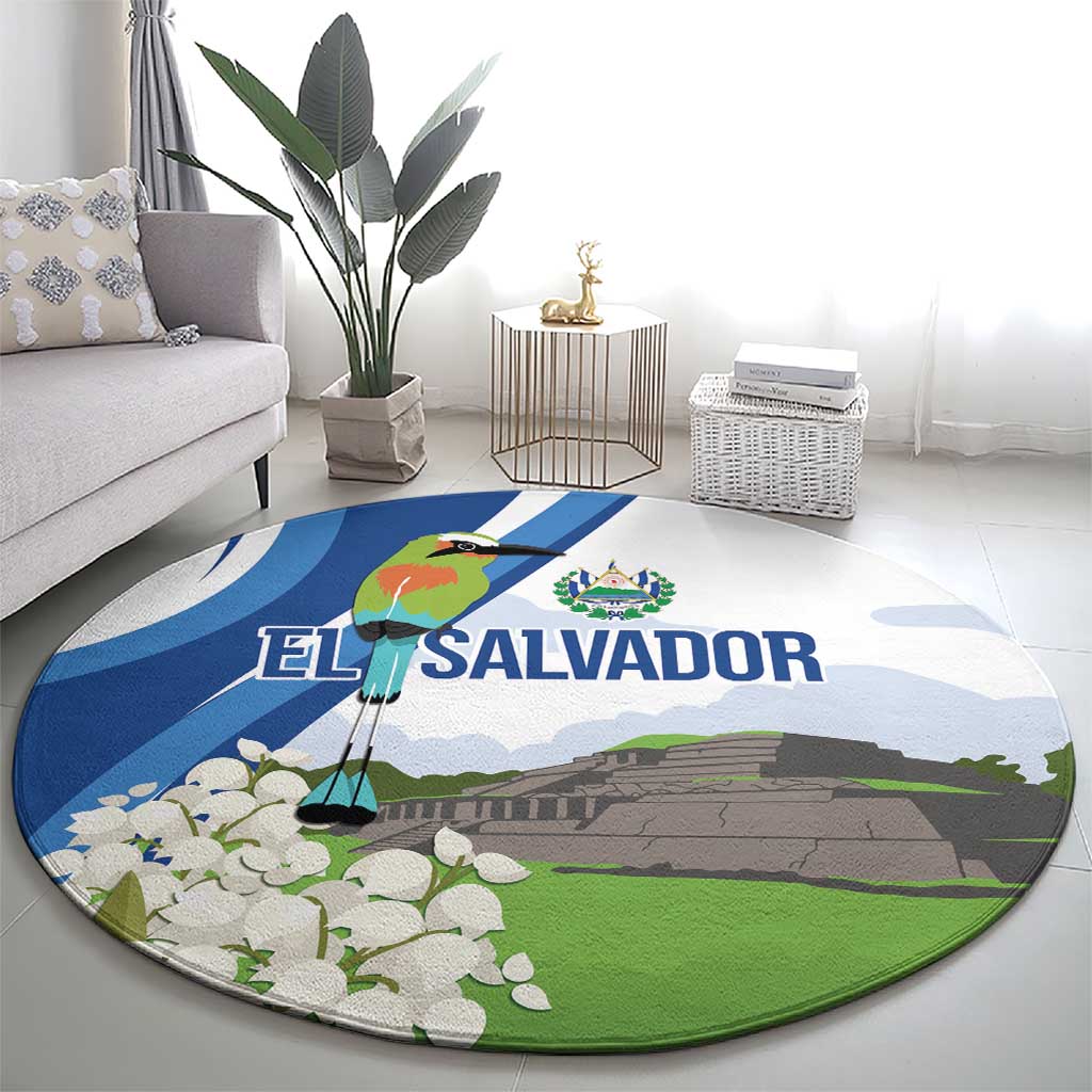 El Salvador Tazumal Round Carpet Flor de Izote with Torogoz Bird - Wonder Print Shop