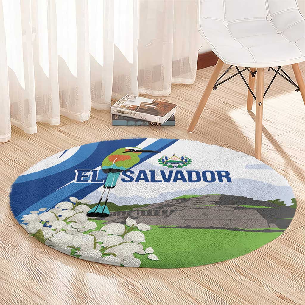 El Salvador Tazumal Round Carpet Flor de Izote with Torogoz Bird - Wonder Print Shop