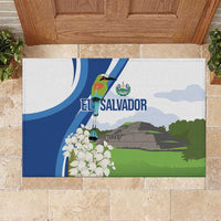 El Salvador Tazumal Rubber Doormat Flor de Izote with Torogoz Bird - Wonder Print Shop