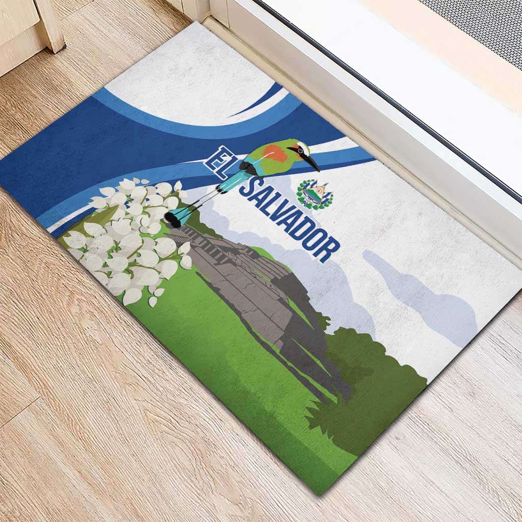 El Salvador Tazumal Rubber Doormat Flor de Izote with Torogoz Bird - Wonder Print Shop