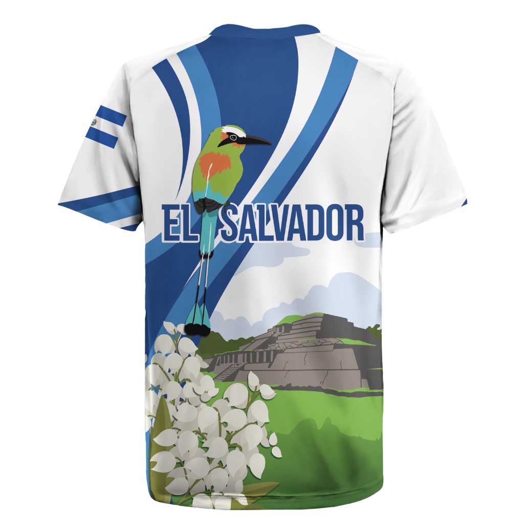 El Salvador Tazumal Rugby Jersey Flor de Izote with Torogoz Bird - Wonder Print Shop