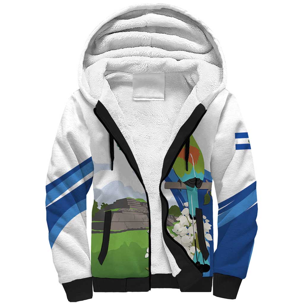 El Salvador Tazumal Sherpa Hoodie Flor de Izote with Torogoz Bird - Wonder Print Shop