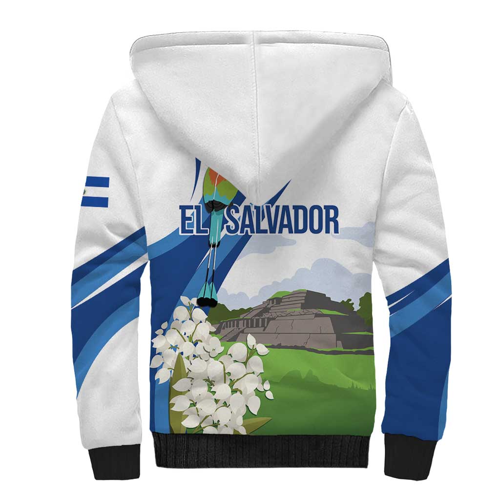 El Salvador Tazumal Sherpa Hoodie Flor de Izote with Torogoz Bird - Wonder Print Shop