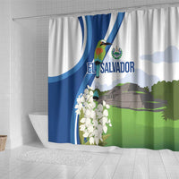 El Salvador Tazumal Shower Curtain Flor de Izote with Torogoz Bird - Wonder Print Shop
