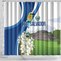 El Salvador Tazumal Shower Curtain Flor de Izote with Torogoz Bird - Wonder Print Shop