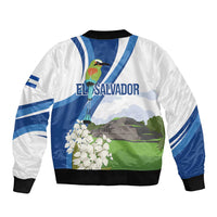 El Salvador Tazumal Sleeve Zip Bomber Jacket Flor de Izote with Torogoz Bird - Wonder Print Shop
