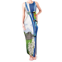 El Salvador Tazumal Tank Maxi Dress Flor de Izote with Torogoz Bird - Wonder Print Shop