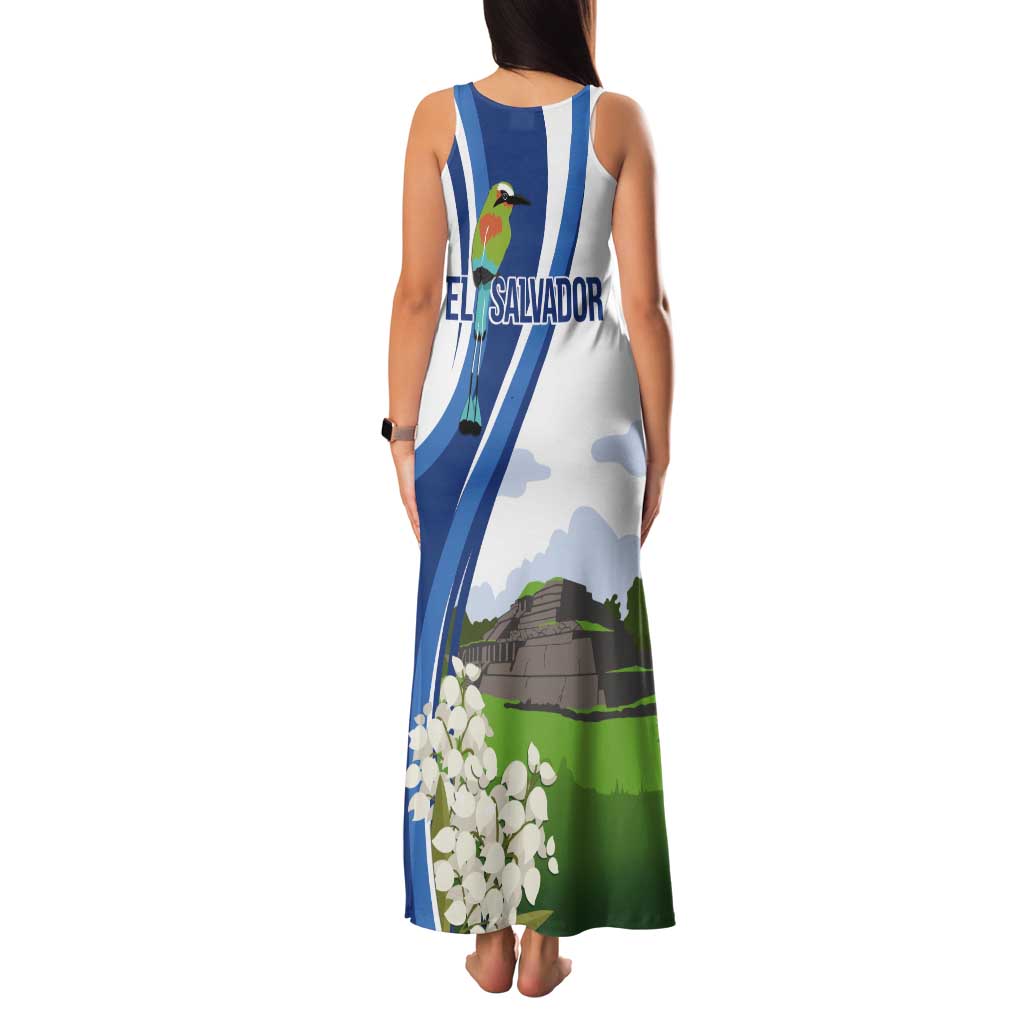 El Salvador Tazumal Tank Maxi Dress Flor de Izote with Torogoz Bird - Wonder Print Shop