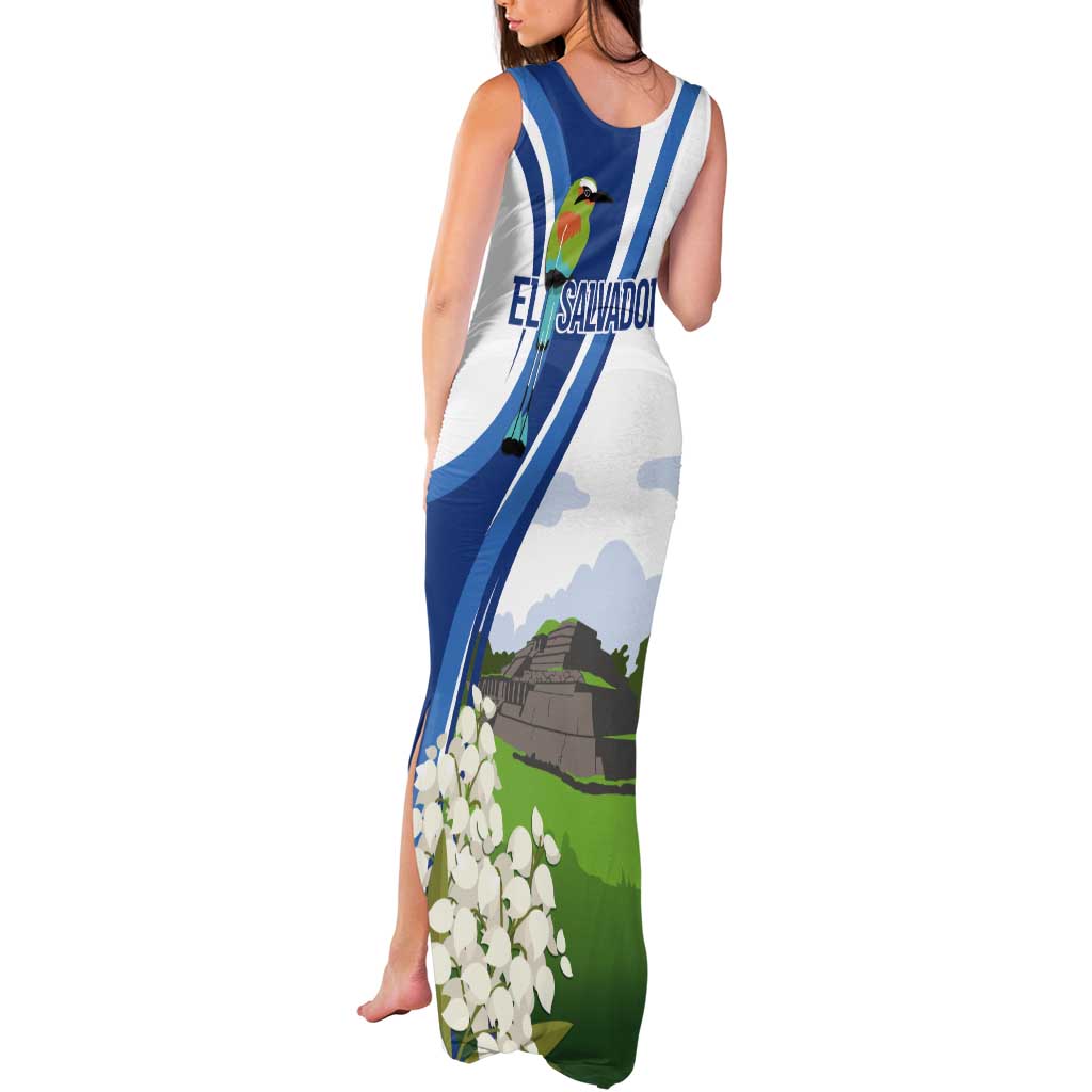 El Salvador Tazumal Tank Maxi Dress Flor de Izote with Torogoz Bird - Wonder Print Shop