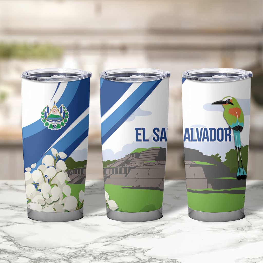 El Salvador Tazumal Tumbler Cup Flor de Izote with Torogoz Bird - Wonder Print Shop