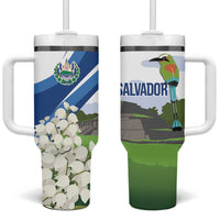 El Salvador Tazumal Tumbler With Handle Flor de Izote with Torogoz Bird - Wonder Print Shop
