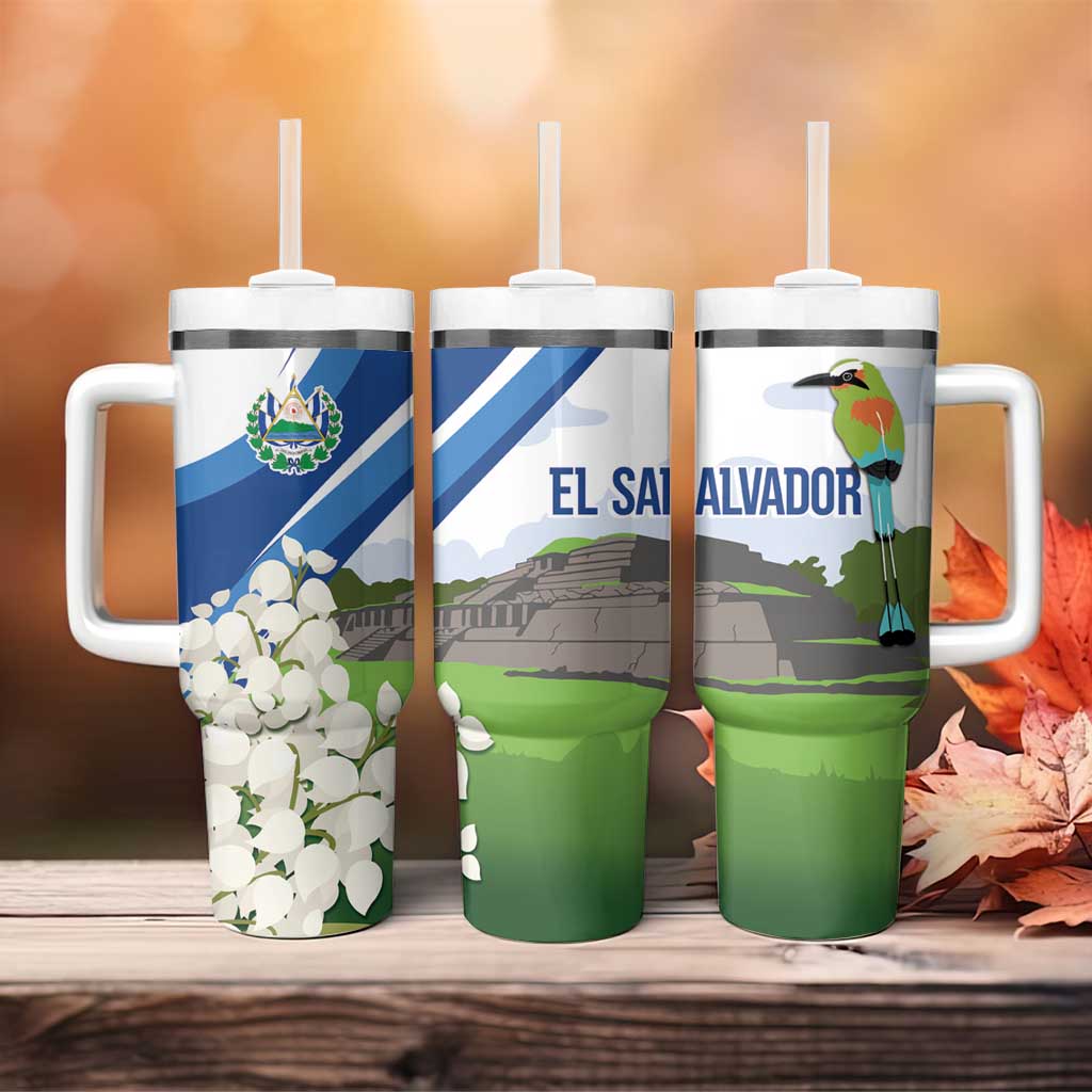 El Salvador Tazumal Tumbler With Handle Flor de Izote with Torogoz Bird - Wonder Print Shop