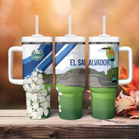 El Salvador Tazumal Tumbler With Handle Flor de Izote with Torogoz Bird - Wonder Print Shop
