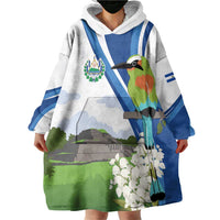 El Salvador Tazumal Wearable Blanket Hoodie Flor de Izote with Torogoz Bird - Wonder Print Shop