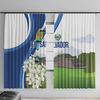 El Salvador Tazumal Window Curtain Flor de Izote with Torogoz Bird - Wonder Print Shop