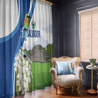 El Salvador Tazumal Window Curtain Flor de Izote with Torogoz Bird - Wonder Print Shop