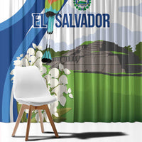 El Salvador Tazumal Window Curtain Flor de Izote with Torogoz Bird - Wonder Print Shop