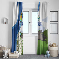 El Salvador Tazumal Window Curtain Flor de Izote with Torogoz Bird - Wonder Print Shop