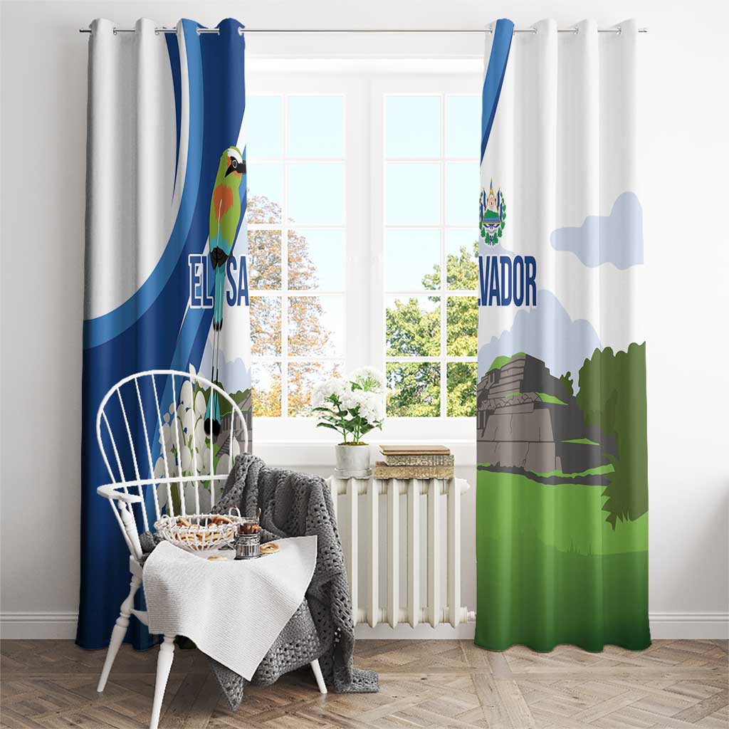 El Salvador Tazumal Window Curtain Flor de Izote with Torogoz Bird - Wonder Print Shop